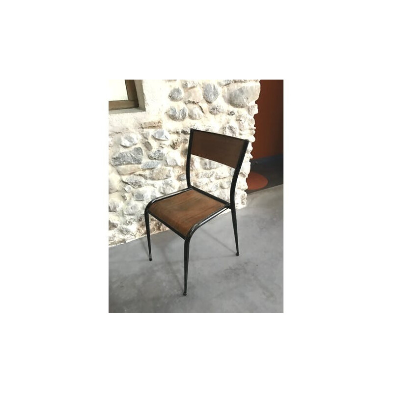 Vintage Metal School chair mullca - 1970s