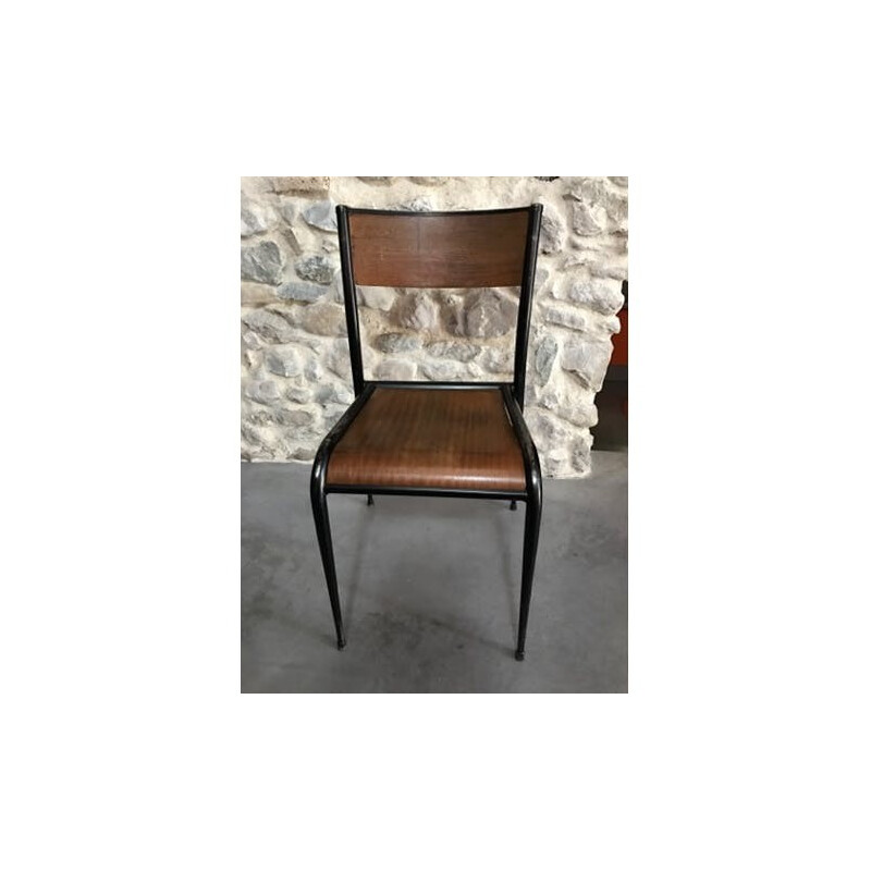Vintage Metal School chair mullca - 1970s