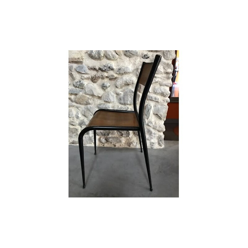 Vintage Metal School chair mullca - 1970s