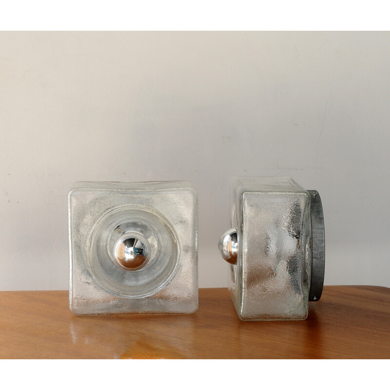 Set of 2 Vintage Glass wall lamps - 1970s