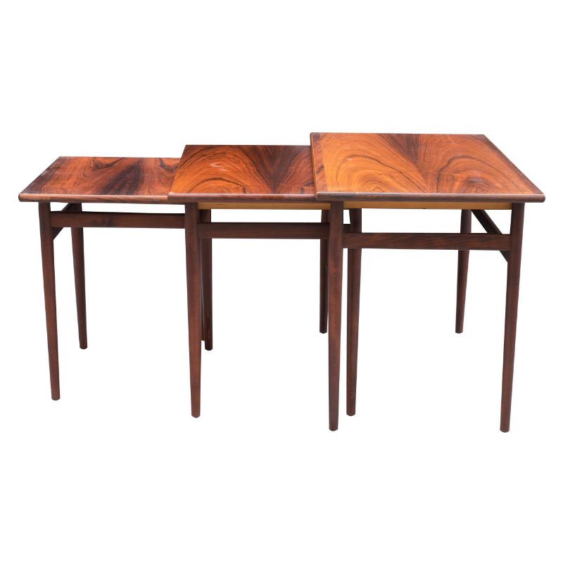 Set of 3 Rosewood trundle coffee tables - 1970s