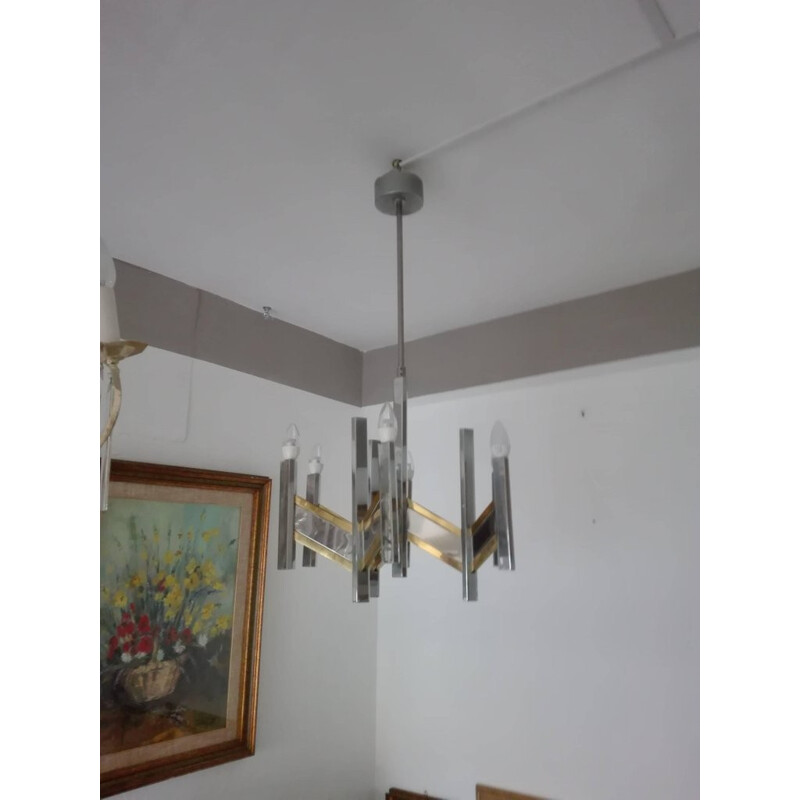 Vintage Chandelier with 8 Lights by Gaetano Sciolari - 1970s