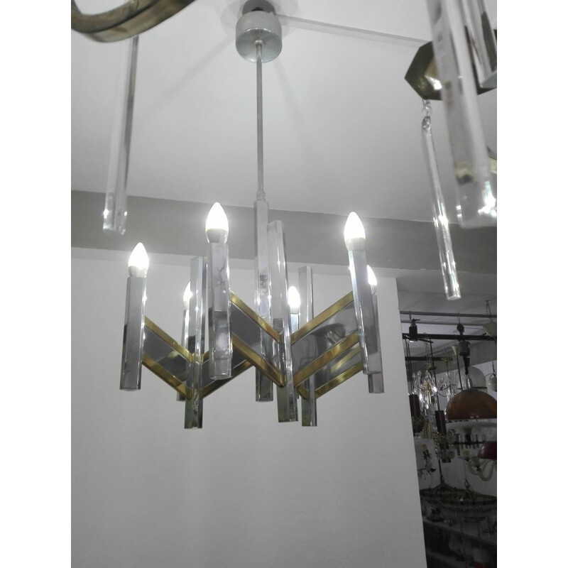 Vintage Chandelier with 8 Lights by Gaetano Sciolari - 1970s