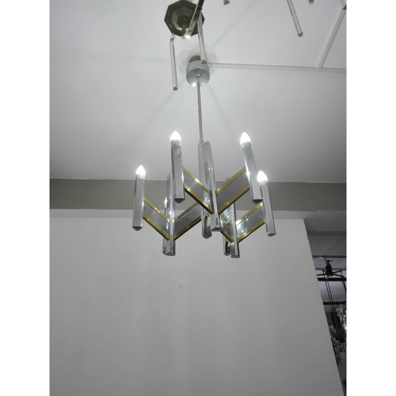 Vintage Chandelier with 8 Lights by Gaetano Sciolari - 1970s