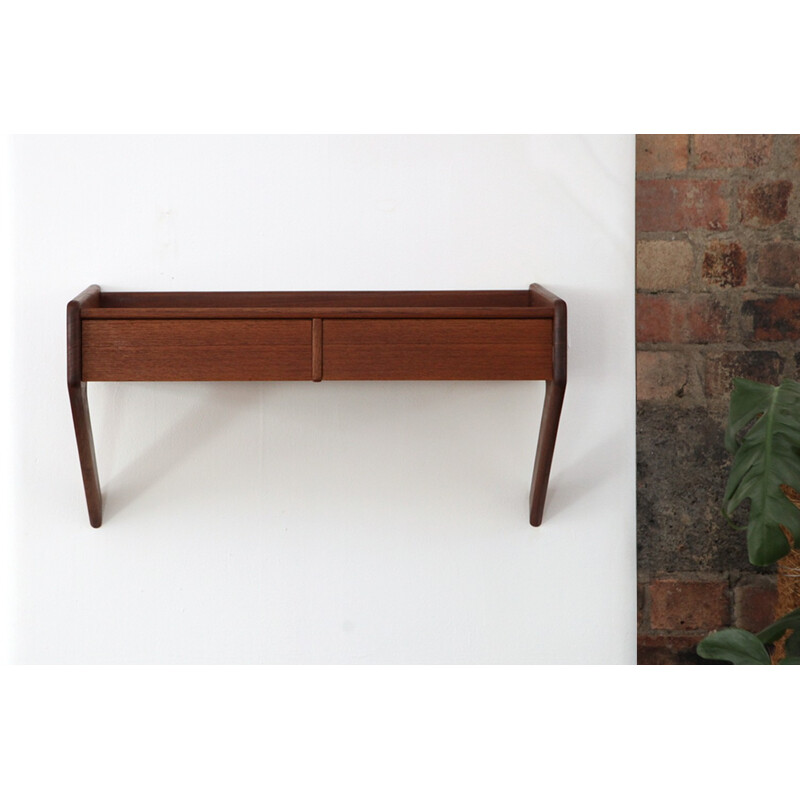 Vintage Danish Floating Teak Wall Shelf by Olholm Møbelfabrik - 1960s