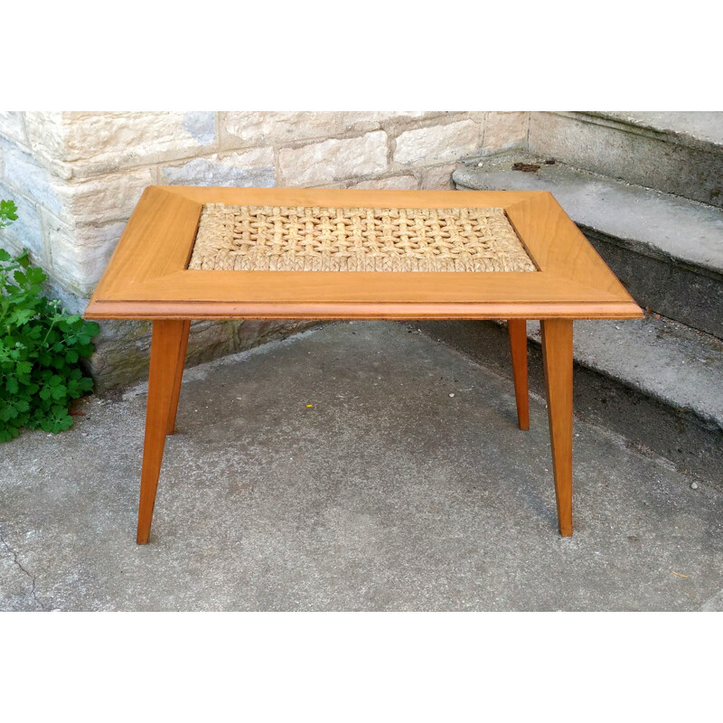 Vintage solid beech coffee table by Adrien Audoux & Frida Minet for Vibo - 1950s