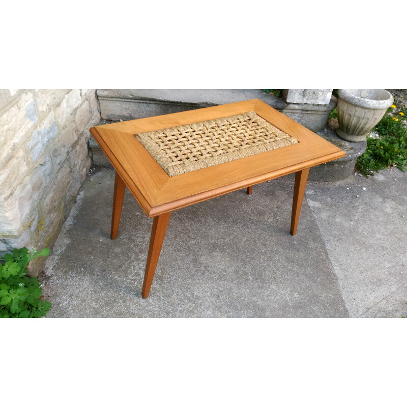 Vintage solid beech coffee table by Adrien Audoux & Frida Minet for Vibo - 1950s