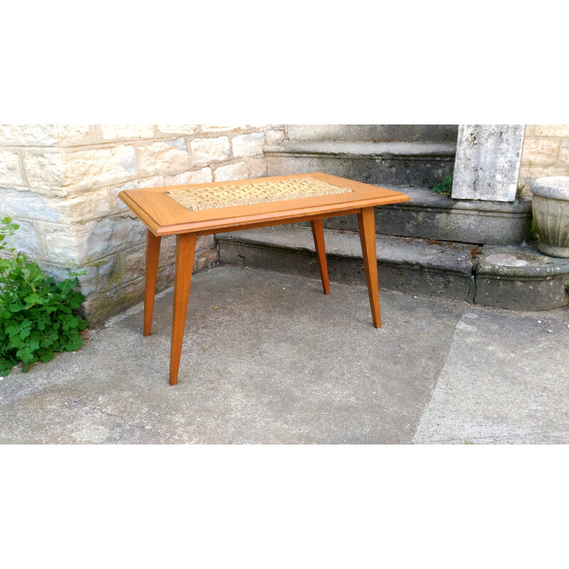 Vintage solid beech coffee table by Adrien Audoux & Frida Minet for Vibo - 1950s