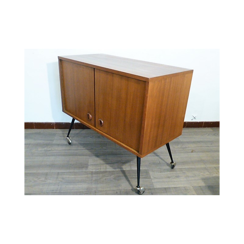 Vintage Wood Sideboard on wheels - 1960s