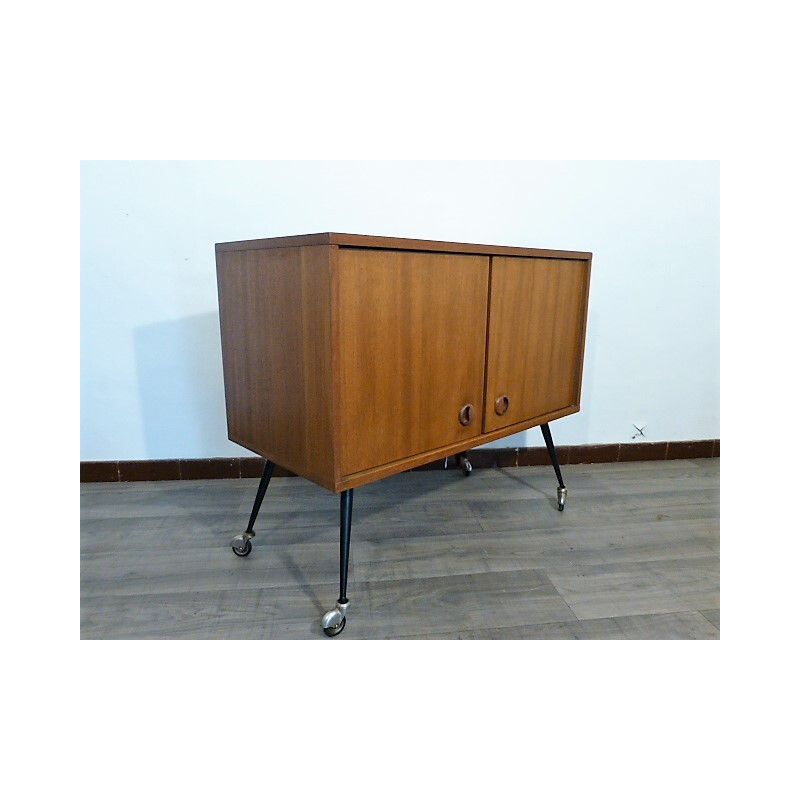 Vintage Wood Sideboard on wheels - 1960s