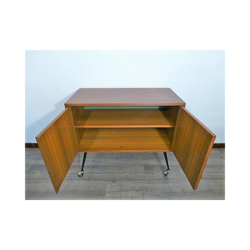 Vintage Wood Sideboard on wheels - 1960s