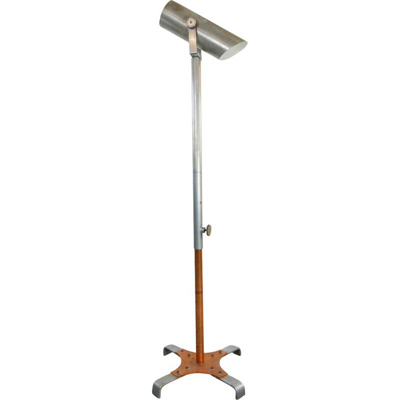 Vintage industrial floor lamp in copper and grey - 1980s