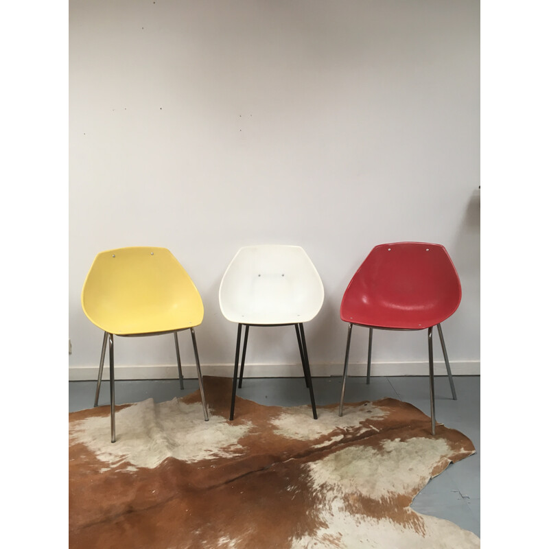 Set of 3 Vintage Shell Dining Chairs by Pierre Guariche for Meurop - 1960s