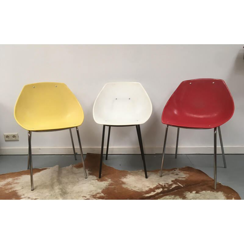 Set of 3 Vintage Shell Dining Chairs by Pierre Guariche for Meurop - 1960s