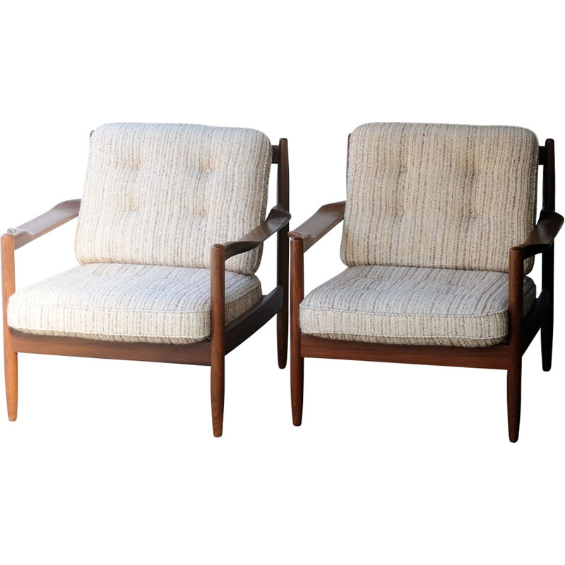 Set of 2 Scandinavian teak armchairs - 1960s