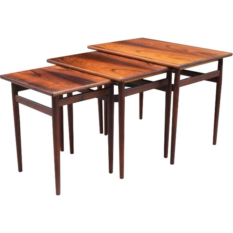 Set of 3 Rosewood trundle coffee tables - 1970s