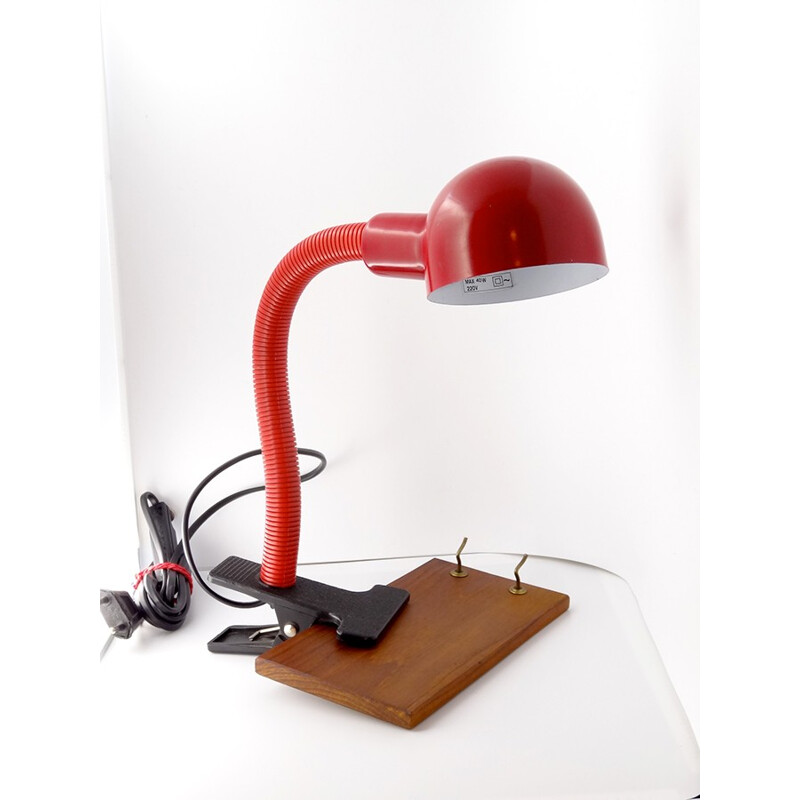 Red vintage clip on lamp - 1980s
