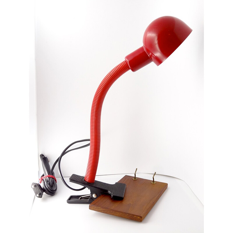 Red vintage clip on lamp - 1980s