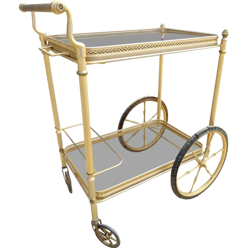 Vintage rolling trolley in golden metal - 1950s