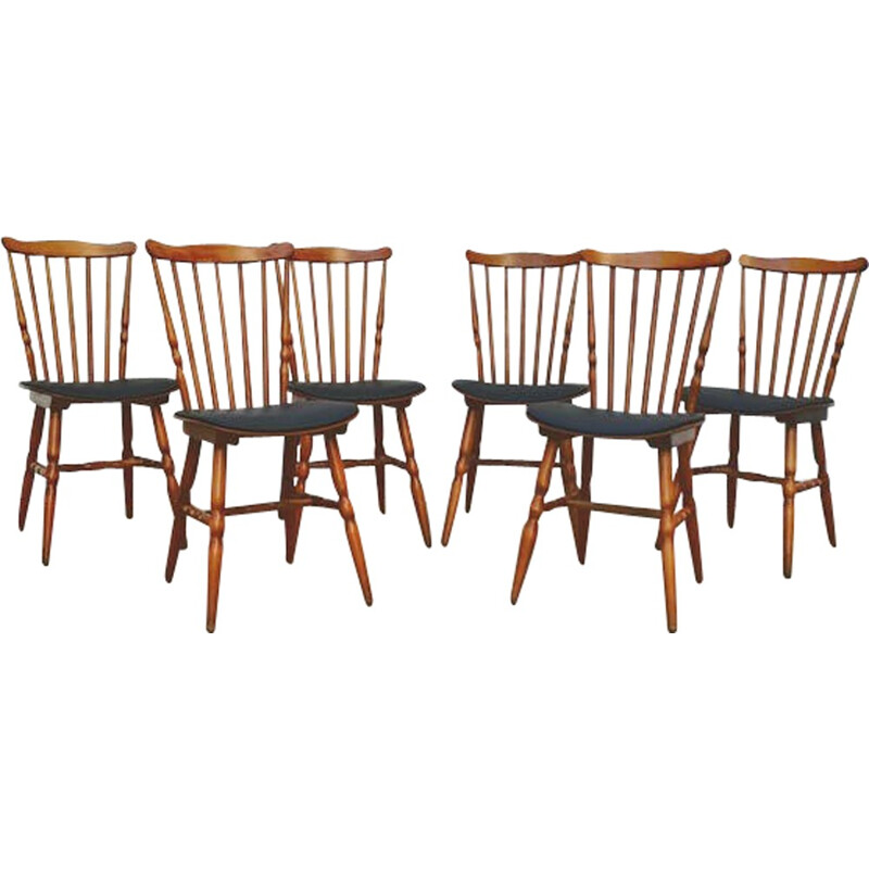 Set of 6 bistro chairs stamped baumann - 1960s