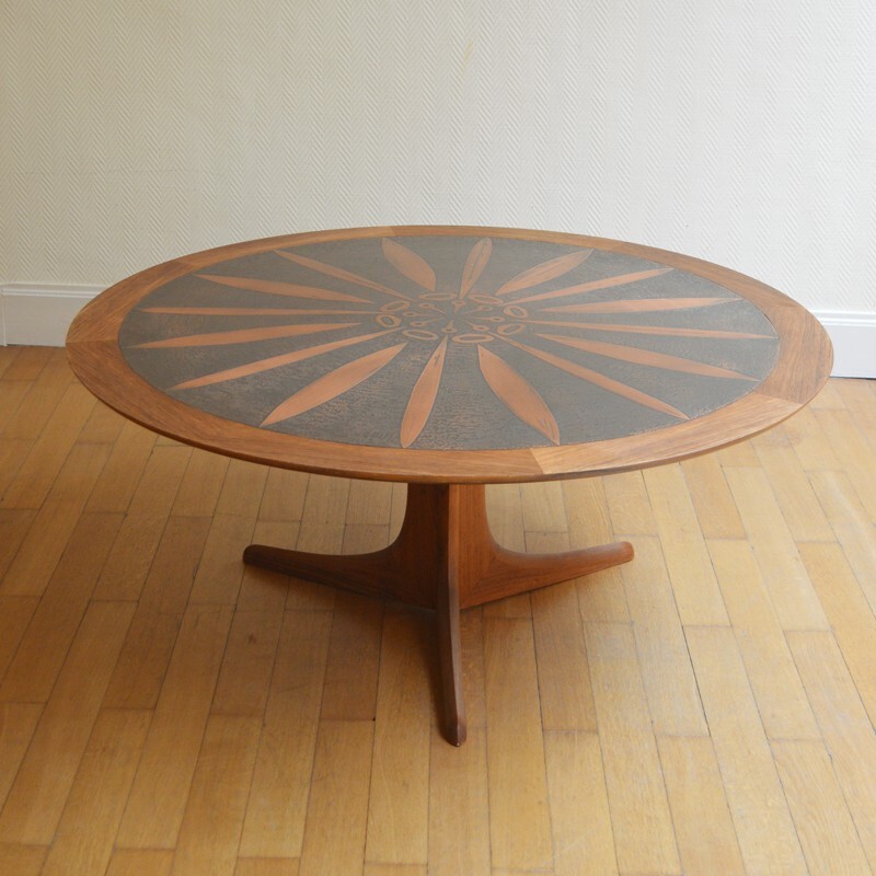 Grande table basse ronde en teck par Ico & Louisa Parisi - 1950
