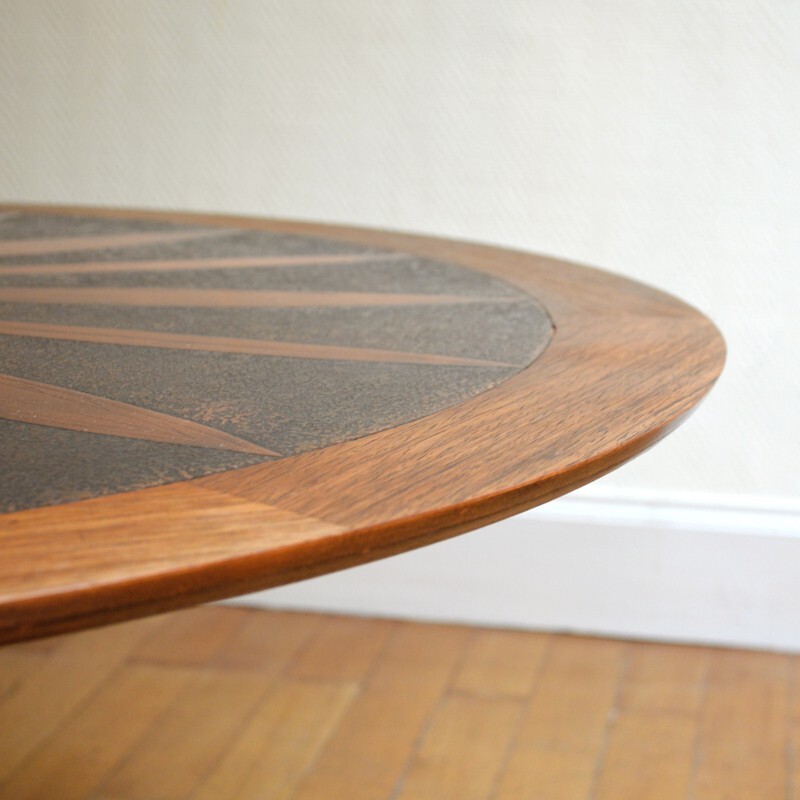 Grande table basse ronde en teck par Ico & Louisa Parisi - 1950