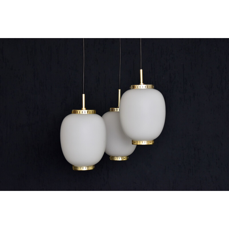 Suspension Vintage Kina en verre par Bent Karlby pour Lyfa - 1950