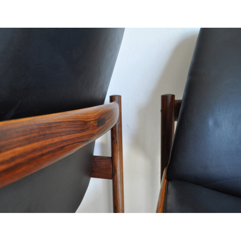 Rosewood & leather easy chair by Sven Ivar Dysthe for Dokka Møbler - 1960s