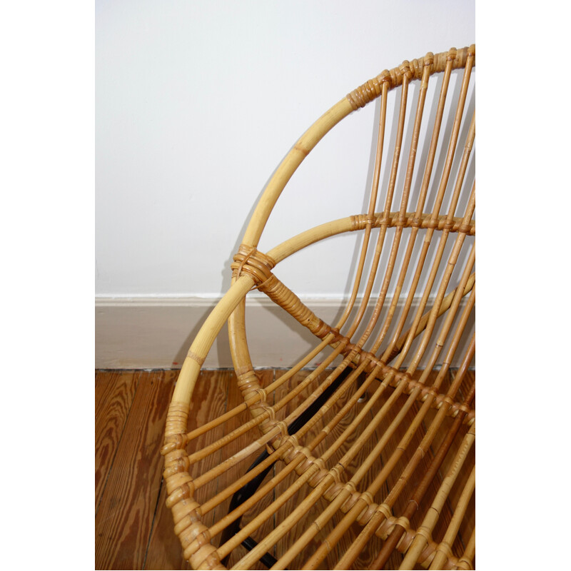 Vintage Rattan bench by Rohe Noordwolde - 1950s