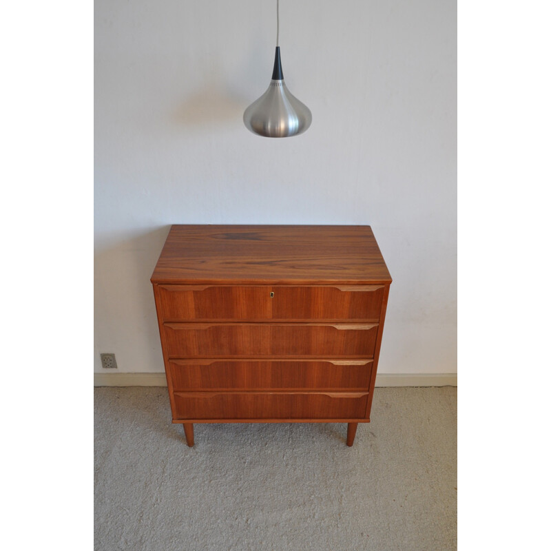 Vintage Danish chest of drawers in teak veneer with four drawers - 1960s