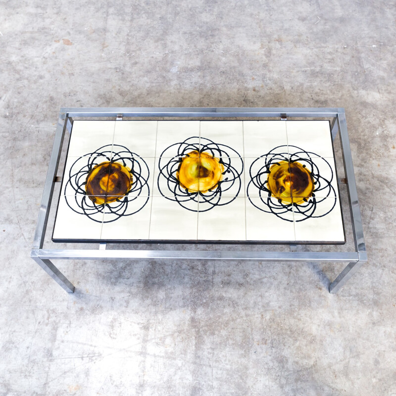 Vintage handpainted coffee table by Juliette Belarti - 1960s