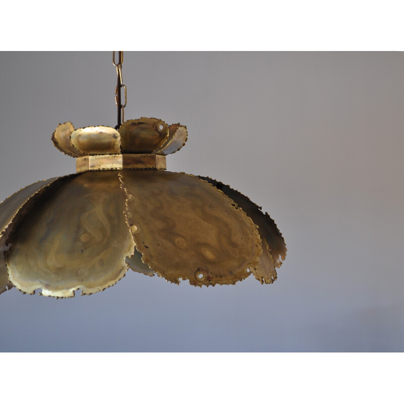 Vintage pendant brass ceiling lamp by Svend Aage Holm Sørensen - 1960s