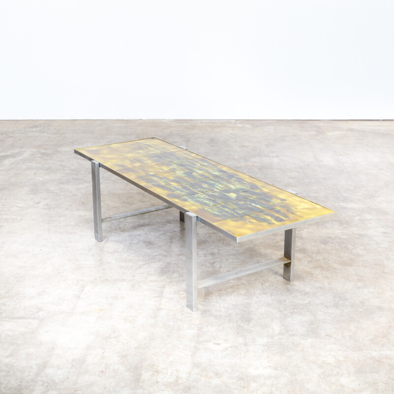 Vintage hanpainted coffee table by Juliette Belarti - 1960s