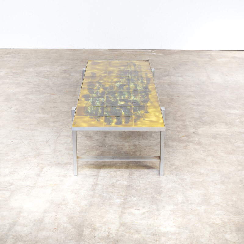 Vintage hanpainted coffee table by Juliette Belarti - 1960s