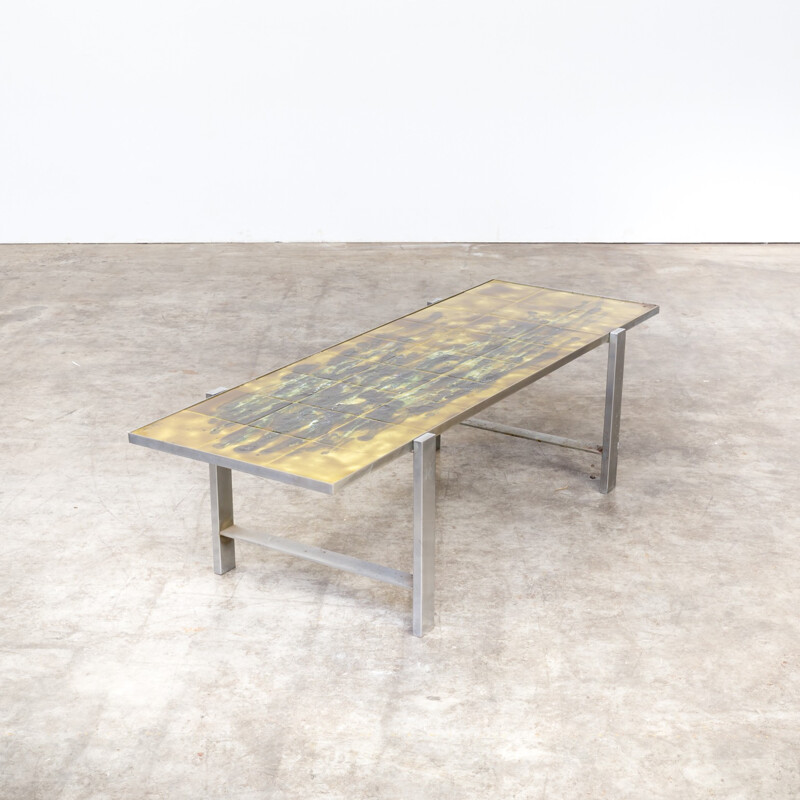 Vintage hanpainted coffee table by Juliette Belarti - 1960s