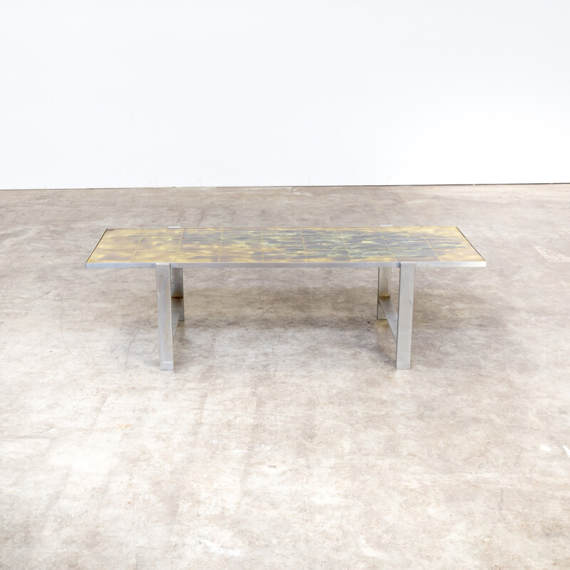 Vintage hanpainted coffee table by Juliette Belarti - 1960s