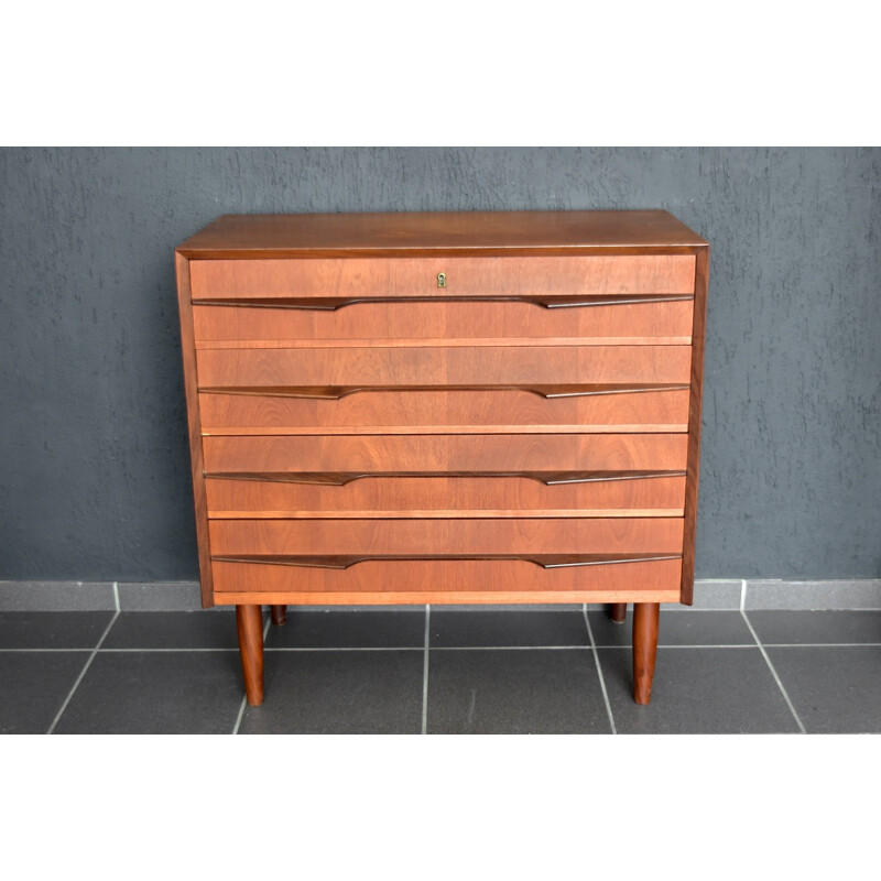 Vintage teak wood chest of drawers, Denmark - 1960s