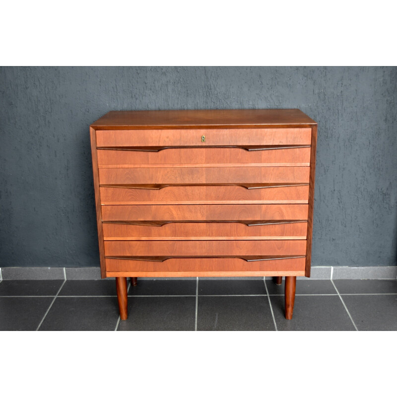 Vintage teak wood chest of drawers, Denmark - 1960s