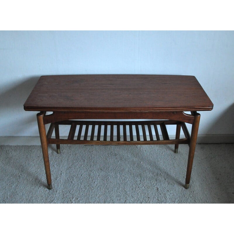 Table d'appoint ou basse extensible en teck danois vintage - 1960