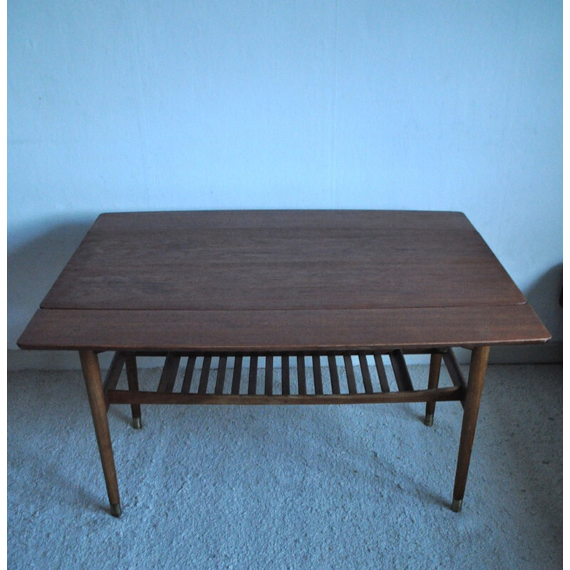 Table d'appoint ou basse extensible en teck danois vintage - 1960