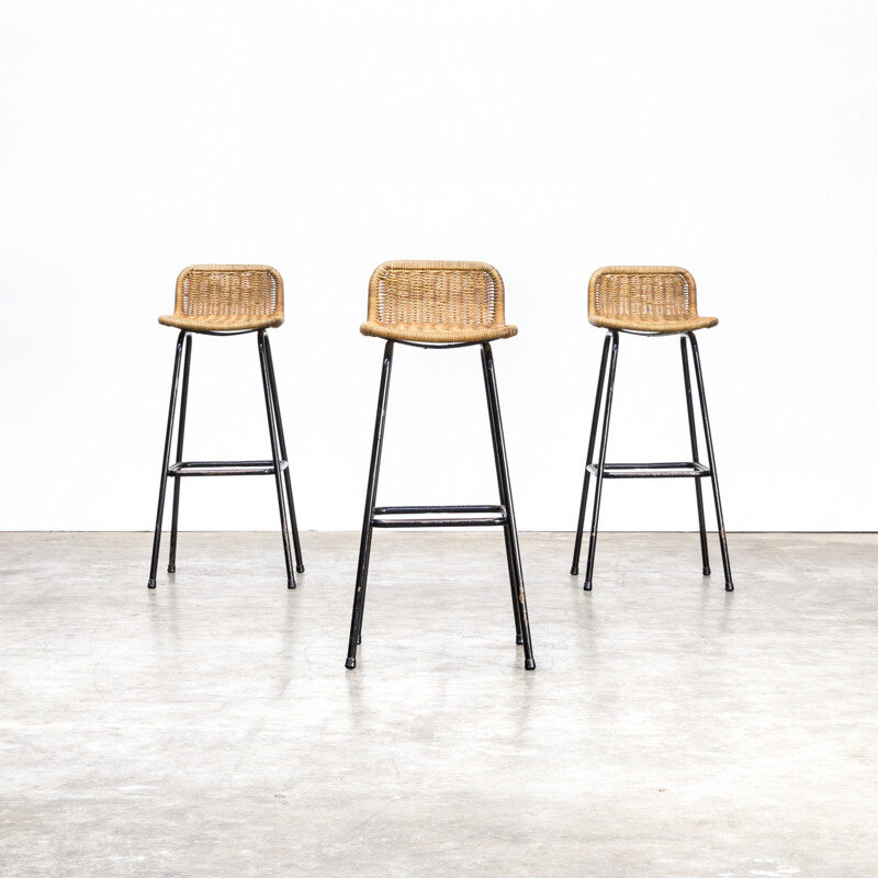 Vintage set of 3 stools by Dirk Van Sliedregt for Rohé - 1970s