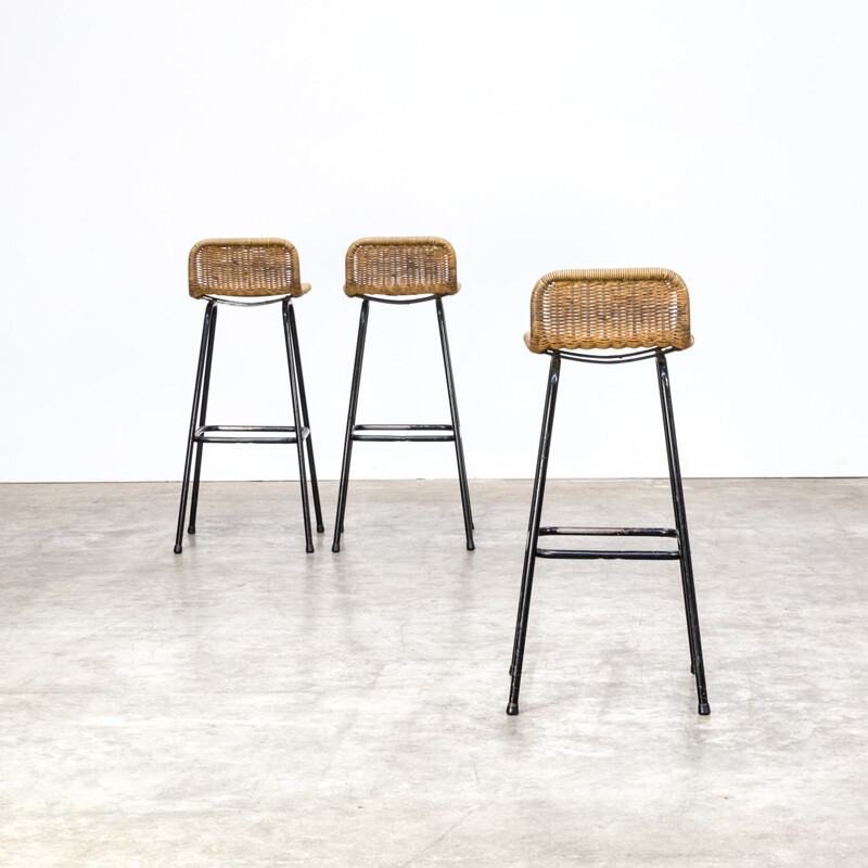 Vintage set of 3 stools by Dirk Van Sliedregt for Rohé - 1970s