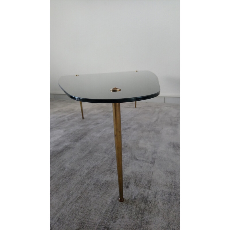 Vintage black glass tripod coffee table - 1960s