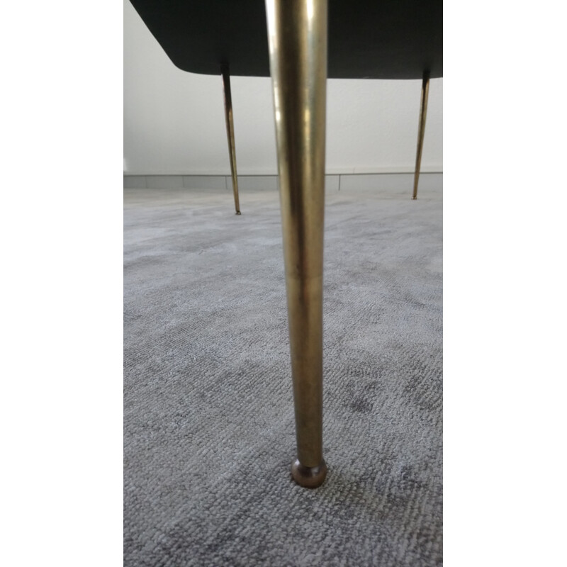 Vintage black glass tripod coffee table - 1960s