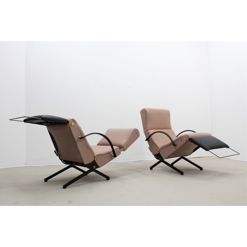 Pair of Vintage Beige Armchairs P40 by Osvaldo Borsani for Tecno - 1960s