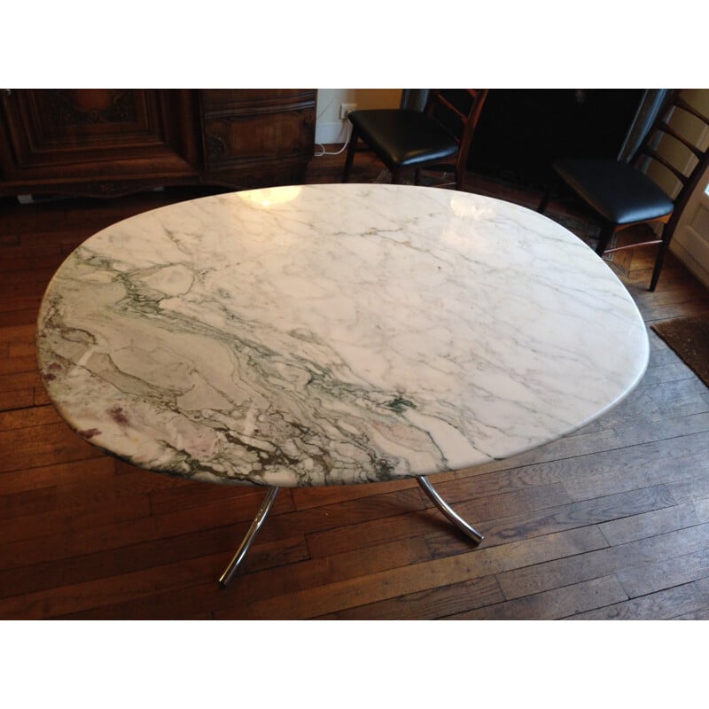 Table en marbre ovale - années 70