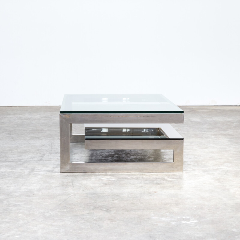 Chrome and glass coffee table for Belgo Chrom - 1970s