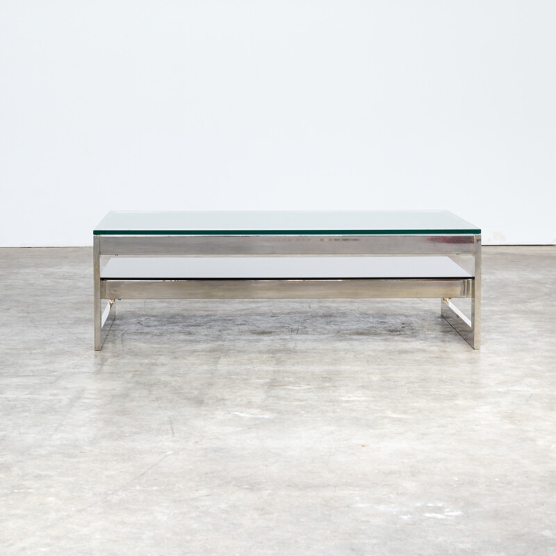 Chrome and glass coffee table for Belgo Chrom - 1970s