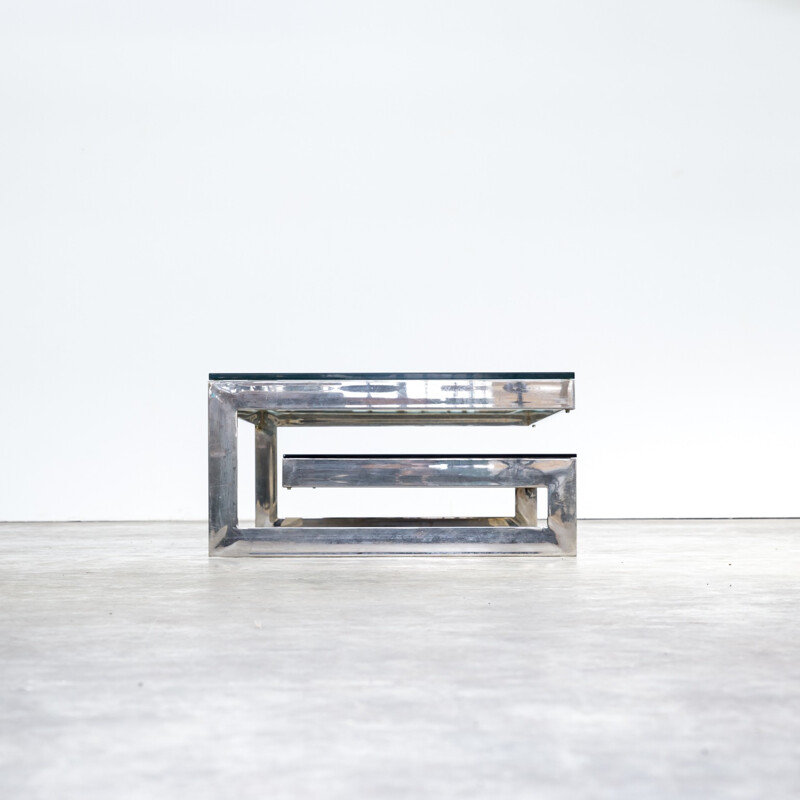 Chrome and glass coffee table for Belgo Chrom - 1970s