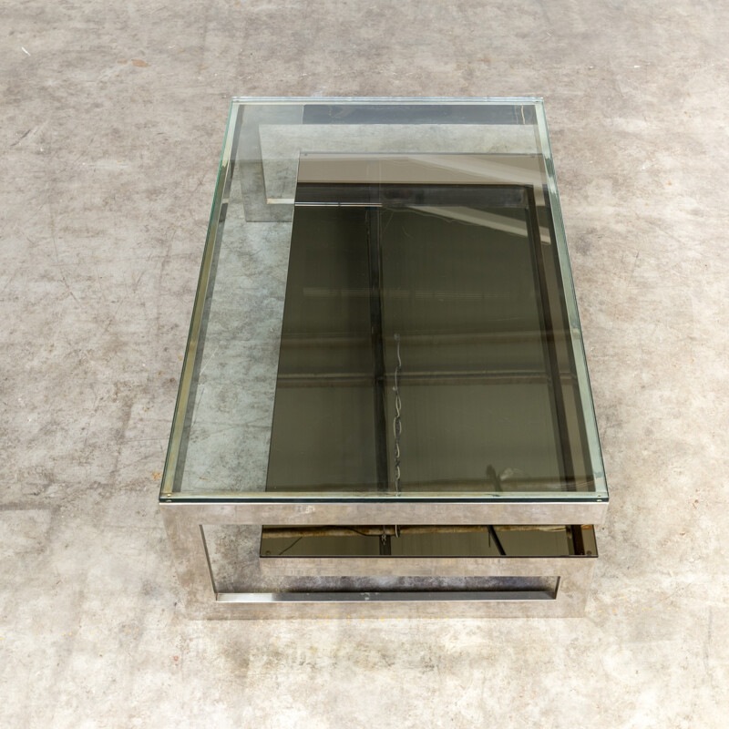 Chrome and glass coffee table for Belgo Chrom - 1970s